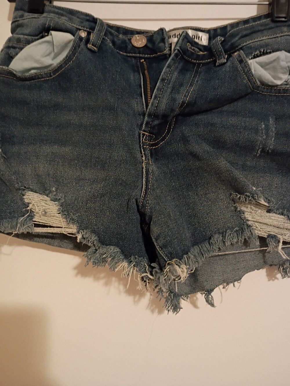 Madden Girl Distressed Dark Blue Denim Cutoff Shorts